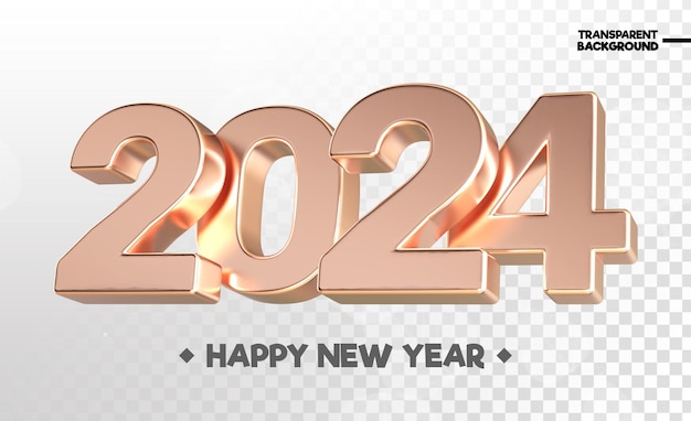 Feliz año nuevo 2024 Número 3D Render