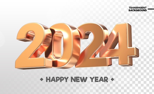 Feliz año nuevo 2024 Número 3D Render