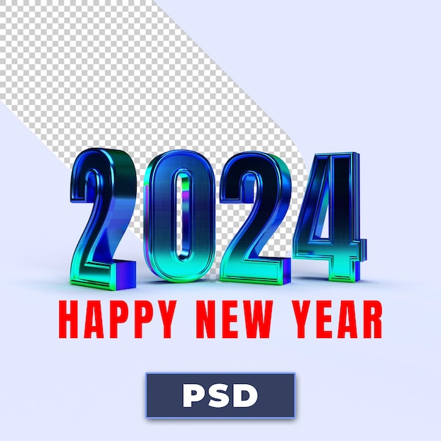 Feliz año nuevo 2024 números 3D dorados