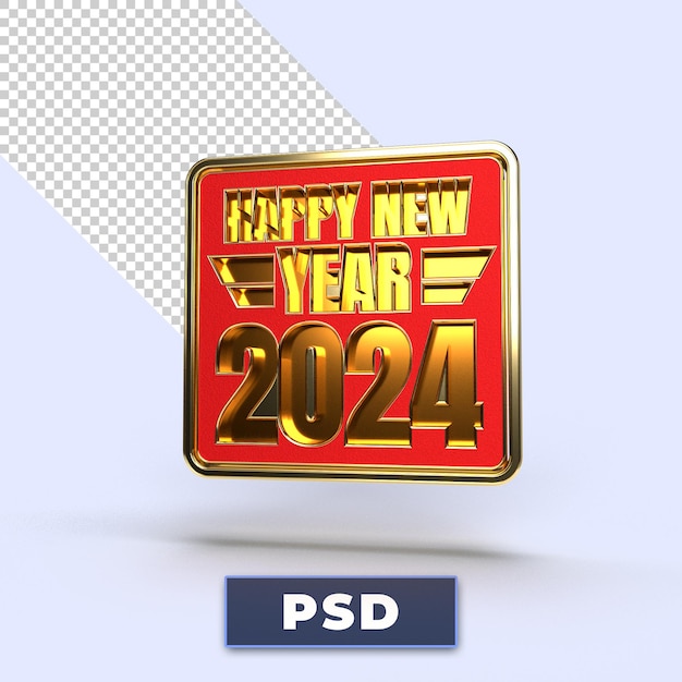 Feliz año nuevo 2024 números 3D dorados
