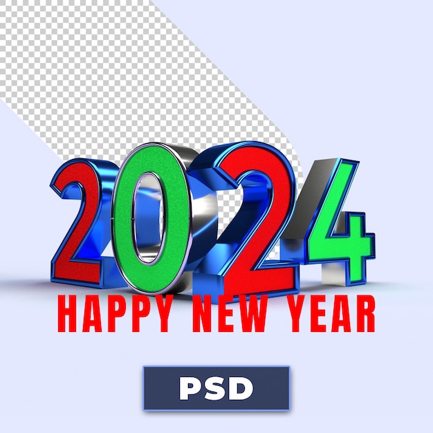 PSD feliz año nuevo 2024 números 3d dorados