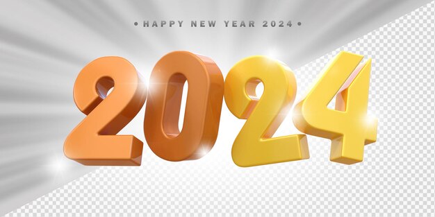 Feliz año nuevo 2024 Oro 3d