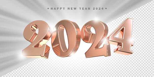Feliz año nuevo 2024 Oro 3d