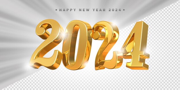 Feliz año nuevo 2024 Oro 3d