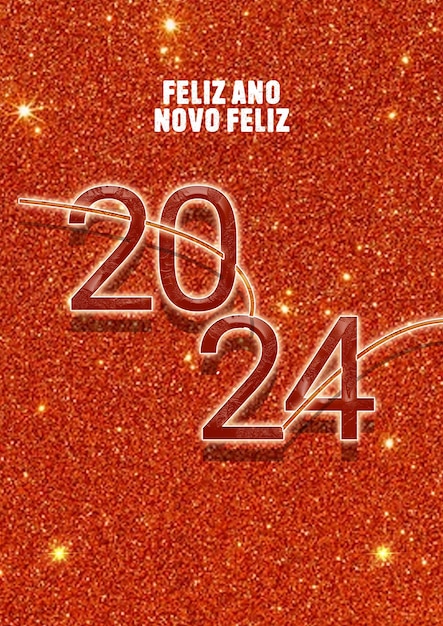 feliz año nuevo 2024 plantilla de diseño de banner 3D