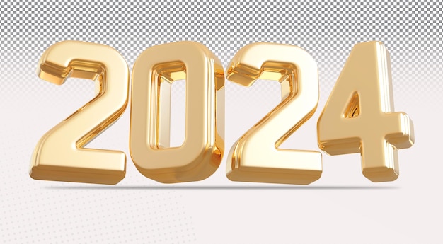 Feliz año nuevo 2024 Render de números en 3D