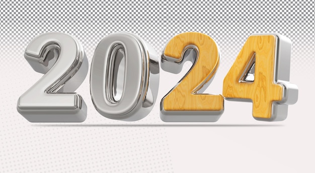 PSD feliz año nuevo 2024 render de números en 3d