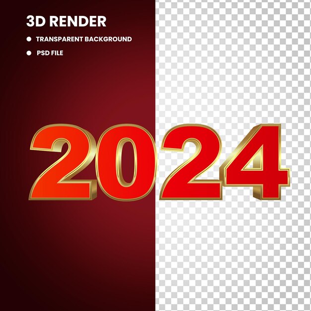 Feliz año nuevo 2024 texto tipografía elemento de diseño volante diseño de banner El año 2024 años nuevos 3d