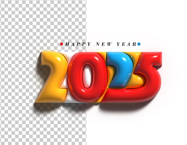 Feliz año nuevo 2025 Diseño de tipografía de texto PSD transparente