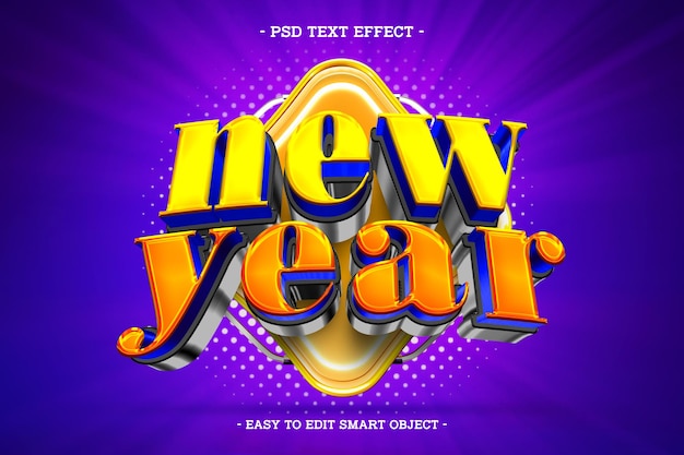 Feliz año nuevo 2025 Efecto de texto