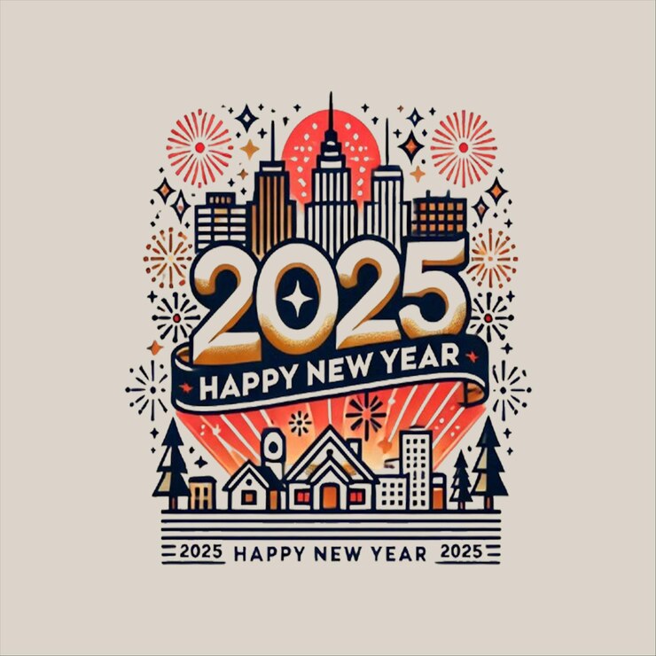 Feliz año nuevo 2025 nuevo diseño de camiseta de estilo