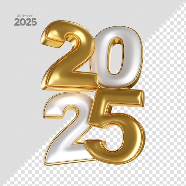 Feliz año nuevo 2025 número 3d hacer celebración realista del año nuevo