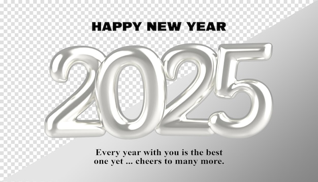 Feliz año nuevo 2025 Número 3D Plata