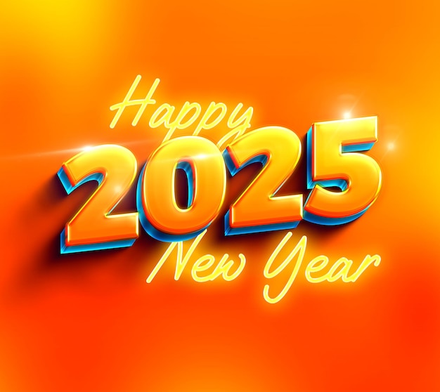 Feliz año nuevo 2025 con números dorados brillantes en un fondo marrón dorado
