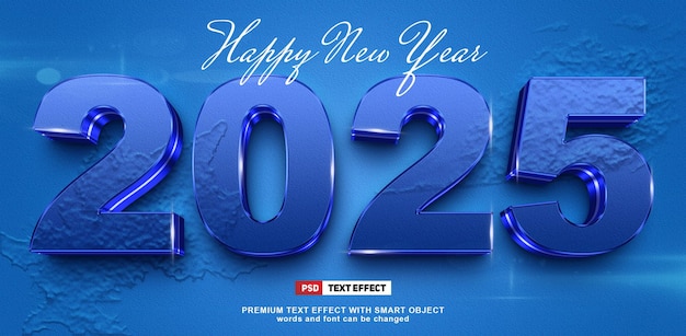 Feliz año nuevo 2025 plantilla de diseño de efectos de texto editables