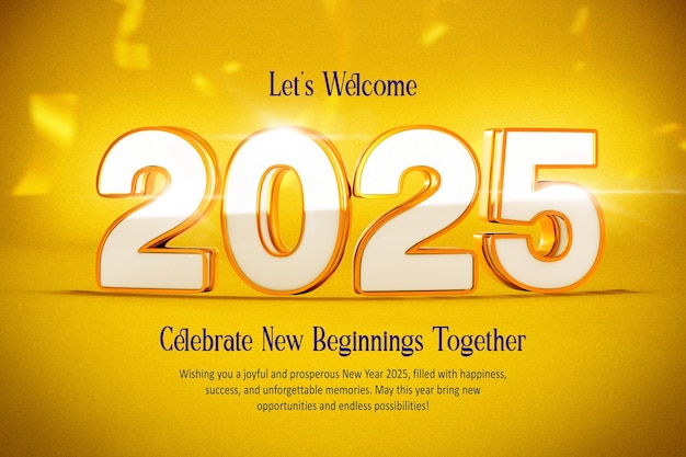 Feliz año nuevo 2025 plantilla de diseño de pancartas 3D