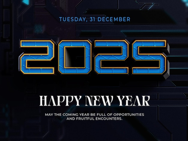 Feliz año nuevo 2025 plantilla de diseño de pancartas 3D