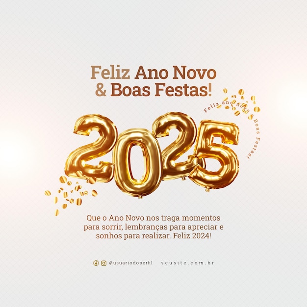 feliz año nuevo 2025 plantilla de redes sociales feliz ano novo e 2025