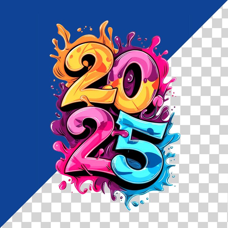PSD feliz año nuevo 2025 png