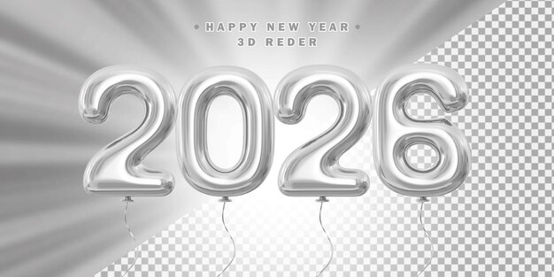 Feliz año nuevo 2026 Balones de plata