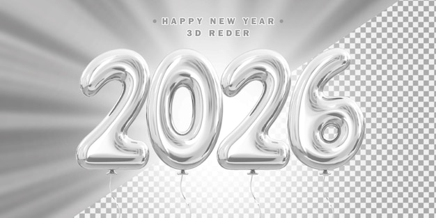 Feliz año nuevo 2026 Balones de plata
