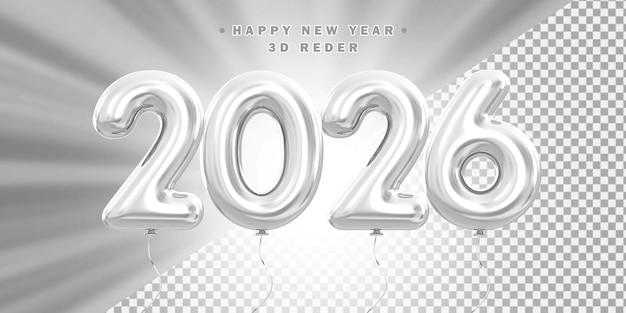 Feliz año nuevo 2026 Balones de plata