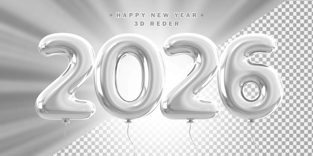 Feliz año nuevo 2026 Balones de plata