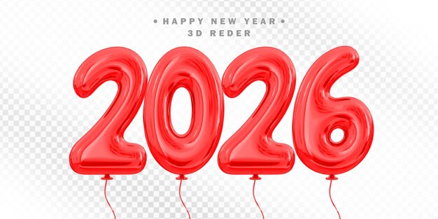 Feliz año nuevo 2026 Balones rojos