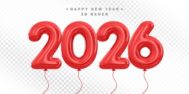 Feliz año nuevo 2026 Balones rojos