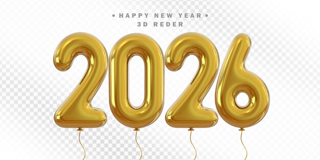 Feliz año nuevo 2026 - Celebración de los globos dorados