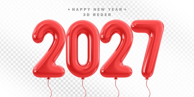 Feliz año nuevo 2027 Balones rojos
