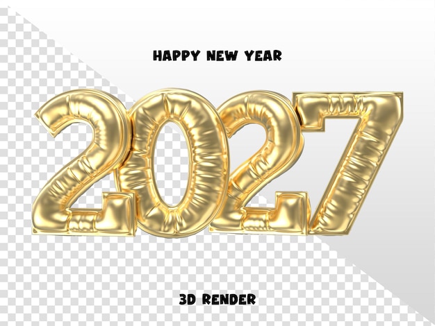 Feliz año nuevo 2027 Número 3D Render