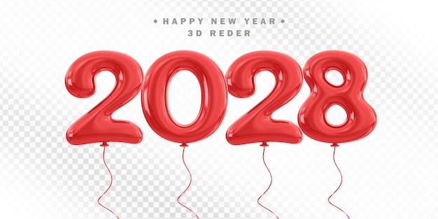 Feliz año nuevo 2028 Balón rojo