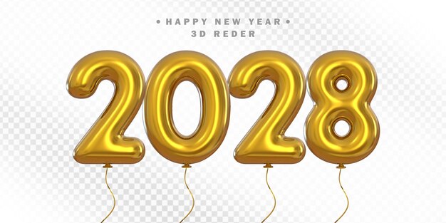 Feliz año nuevo 2028 Balones de oro