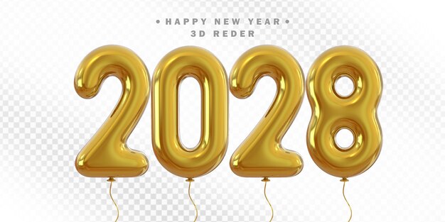 Feliz año nuevo 2028 Balones de oro
