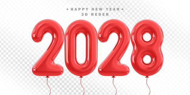 Feliz año nuevo 2028 Balones rojos