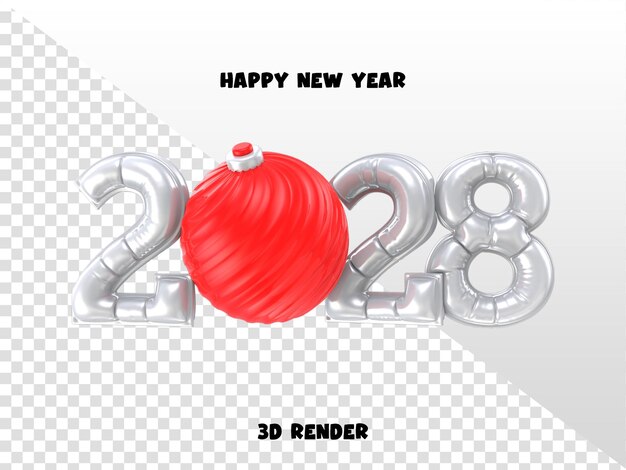 Feliz año nuevo 2028 Número 3D Render
