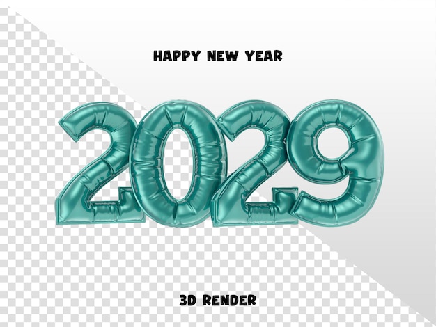 Feliz año nuevo 2029 Número 3D Render