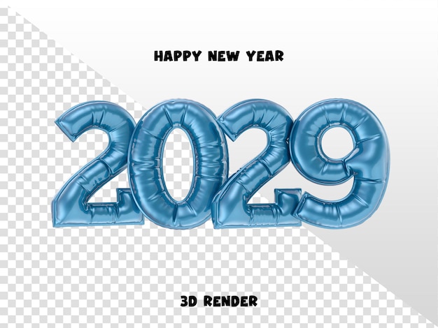 Feliz año nuevo 2029 Número 3D Render