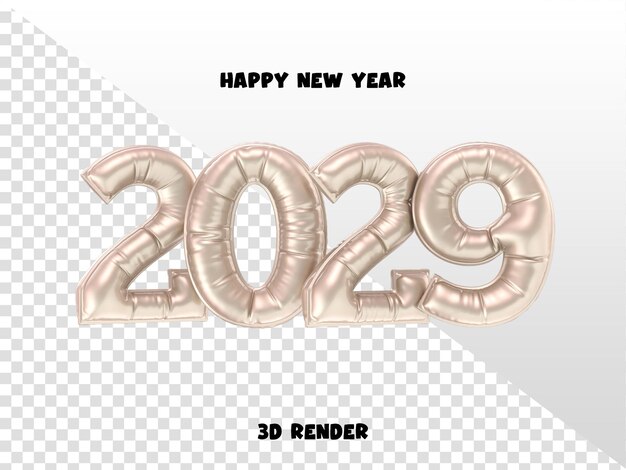 Feliz año nuevo 2029 Número 3D Render