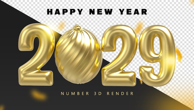 Feliz año nuevo 2029 Números de oro