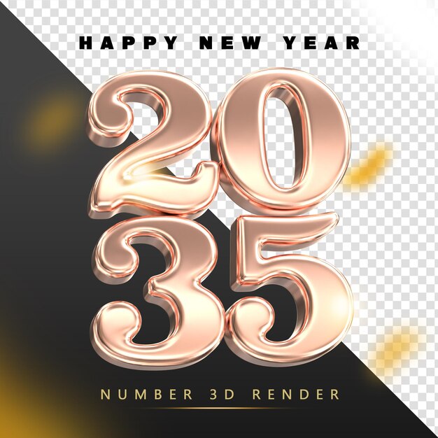 Feliz año nuevo 2035 - Renderizado en 3D