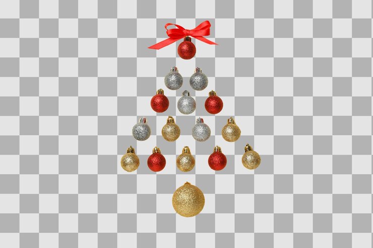 PSD feliz año nuevo bolas de navidad brillantes colgando en forma de un árbol de navidad creado con tecnología de ia generativa png