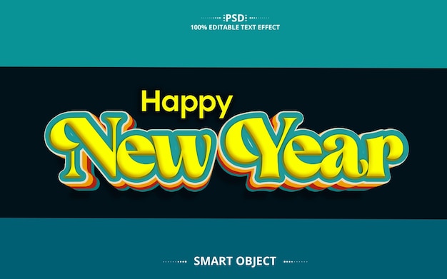 Feliz año nuevo diseño de efectos de texto creativo