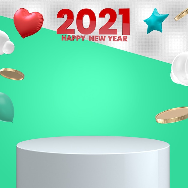 Feliz año nuevo diseño de maqueta de renderizado 3d