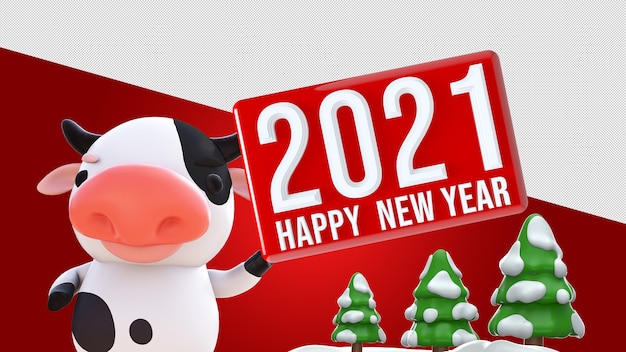 Feliz año nuevo diseño de maqueta de renderizado 3D