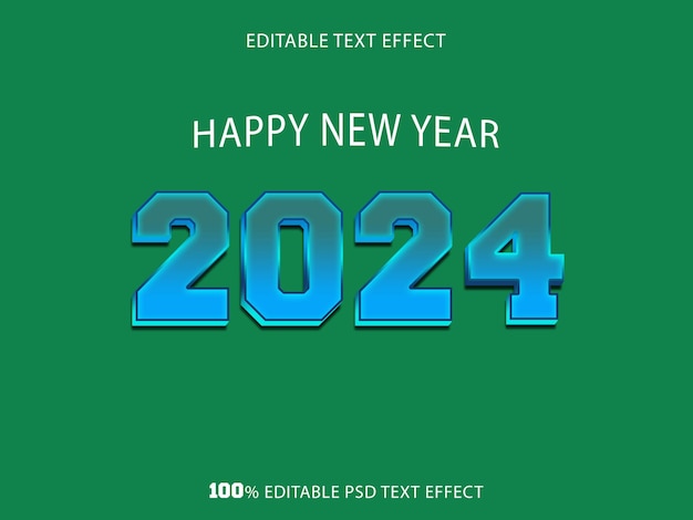 PSD feliz año nuevo efecto de texto 2024