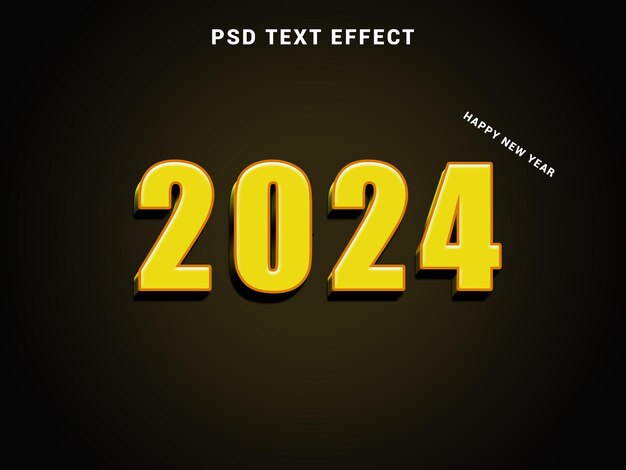 PSD feliz año nuevo efecto de texto 2024