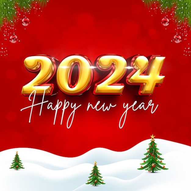 Feliz año nuevo y Navidad con un fondo de 2024