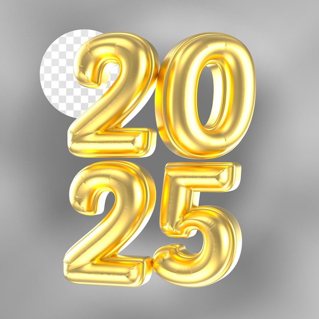 Feliz año nuevo número 2025 3D Render